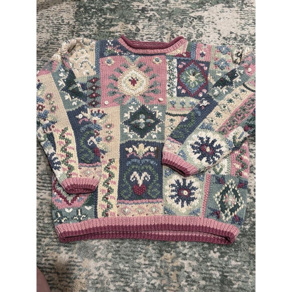 Vintage Hand knit‎ Northern Isles Cottage Core Sweater Women's Small EUC